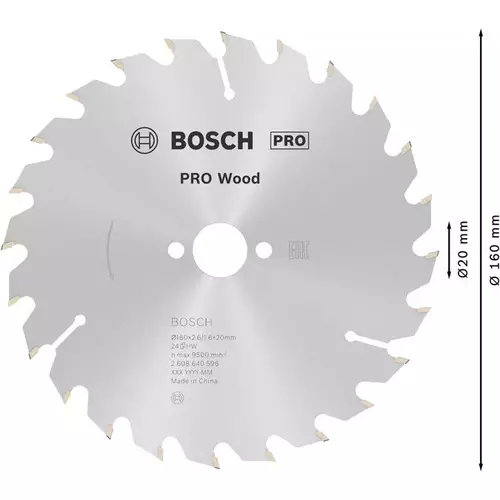 BOSCH Kotúč PRO Wood na drevo pre okružné píly, 160 x 2,6 x 20 mm (5)