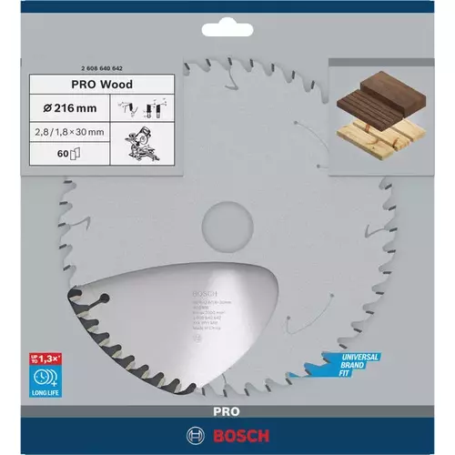 BOSCH Kotúč PRO Wood na drevo pre okružné píly, 216 x 2,8 x 30 mm (4)