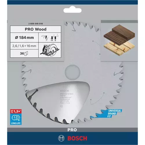 BOSCH Kotúč PRO Wood na drevo pre okružné píly, 184 x 2,6 x 16 mm (4)