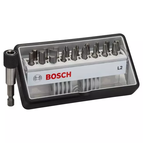 BOSCH 18+1-dielna sada skrutkovacích bitov L PH/PZ/T/S/HEX Robust Line, verzia Extra Hard