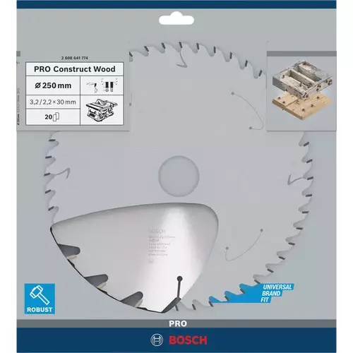 BOSCH Kotúč PRO Construct Wood na drevo pre okružné píly, 250 x 3,2 x 30 mm (4)