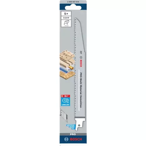 BOSCH Pílový list PRO Multi Material Demolition S 1110 VF 1,6 x 22 x 225 mm, 5 ks (2)