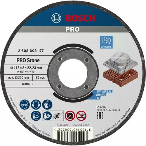 BOSCH Rezací kotúč PRO Stone, 115 x 3 x 22,23 mm (4)