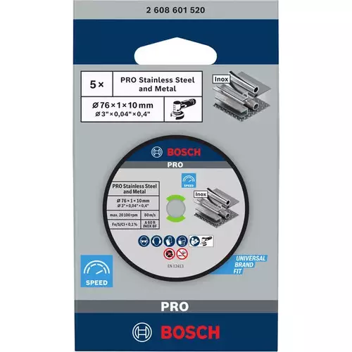 BOSCH Rezací kotúč PRO Stainless Steel and Metal, 76 × 1 × 10 mm (4)