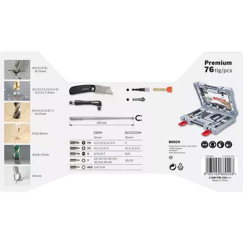 BOSCH 76-dielna sada vrtákov a skrutkovacích hrotov Premium X-Line (2)