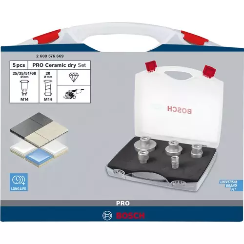 BOSCH Sada vŕtacích koruniek PRO Ceramic dry Core Cutter, 68 × 33, 51 × 33, 35 × 33, 25 × 33, 20 × 33 mm, 5 ks (3)