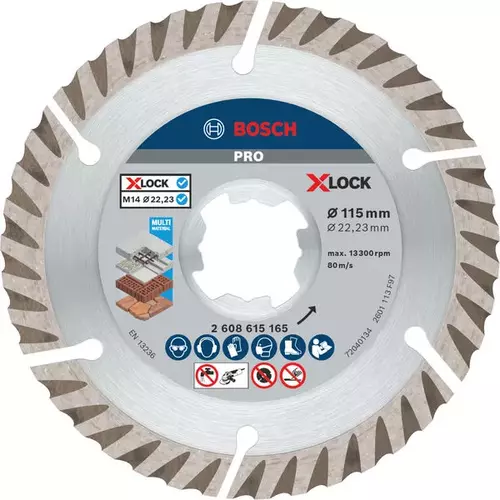 BOSCH Diamantový kotúč PRO Multi Material X-Lock, 115 x 22,23 mm, 22,23 mm (6)