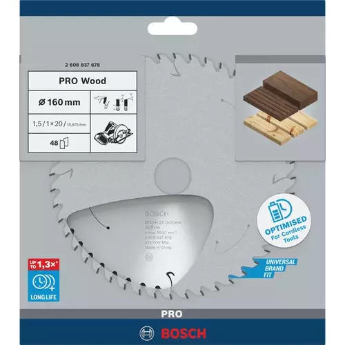 BOSCH Kotúč PRO Wood cordless na drevo pre akumulátorové okružné píly, 160 x 1,5 x 20 mm (4)