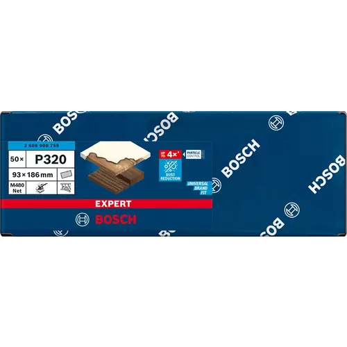 BOSCH Brúsny papier EXPERT M480 pre orbitálne brúsky, 93 x 186 mm, zrnitosť 320, 50 ks (3)