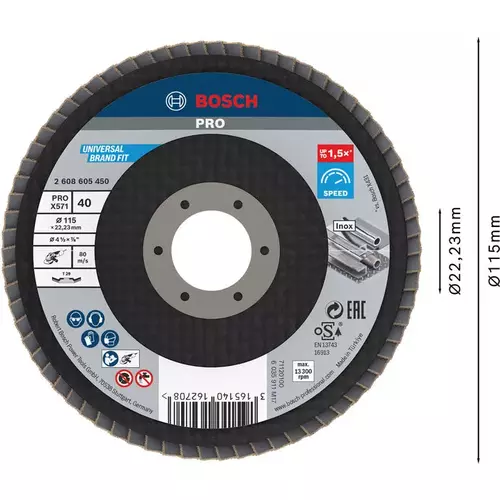 BOSCH Lamelový brúsny kotúč PRO X571, 115 mm, G40 (3)