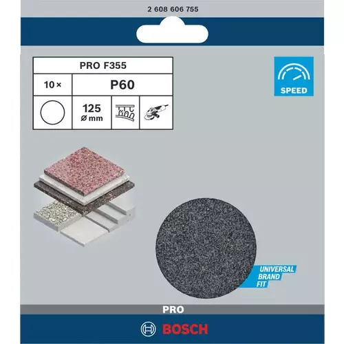 BOSCH Brúsny papier PRO F355, 125 mm, G60, 10 ks (3)