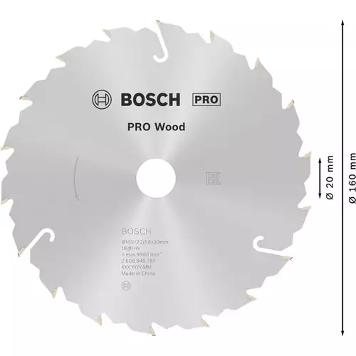 BOSCH Kotúč PRO Wood na drevo pre okružné píly, 160 x 2,2 x 20 mm (5)