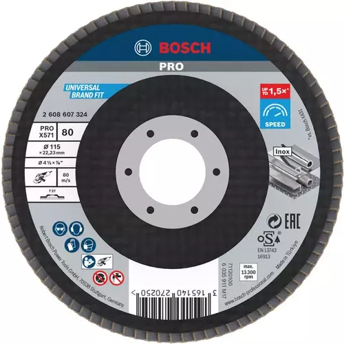 BOSCH Lamelový brúsny kotúč PRO X571, 115 mm, G80