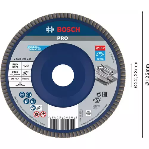 BOSCH Lamelový brúsny kotúč PRO X571, 125 mm, G120 (3)