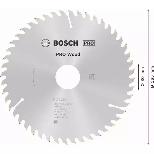 BOSCH Kotúč PRO Wood na drevo pre okružné píly, 165 x 2,6 x 30 mm (5)