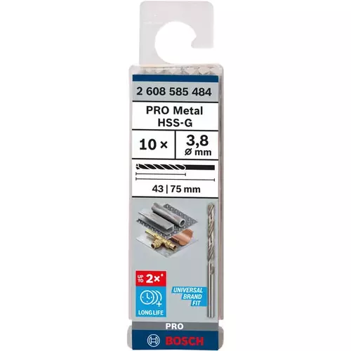 BOSCH Špirálový vrták PRE Metal HSS-G štandardnej dĺžky, 3,8 × 43 × 75 mm, 10 ks (3)