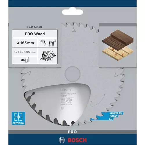 BOSCH Kotúč PRO Wood na drevo pre okružné píly, 165 x 1,7 x 20 mm (4)