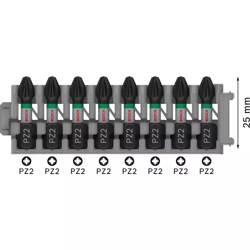 BOSCH Bit PRO Pozidriv Impact, PZ2, 25 mm, 8 ks (4)