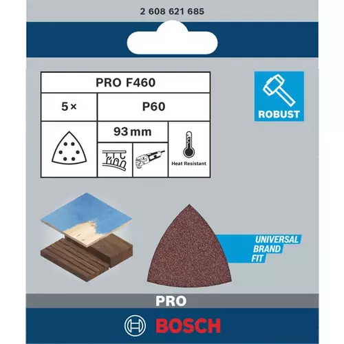 BOSCH Brúsny papier PRO F460, 93 × 93 mm, G60, 5 ks (3)