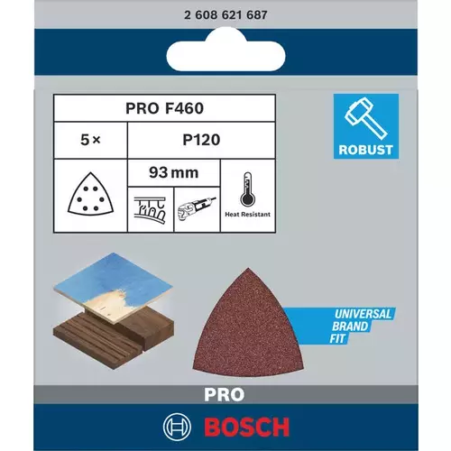 BOSCH Brúsny papier PRO F460, 93 × 93 mm, G120, 5 ks (3)