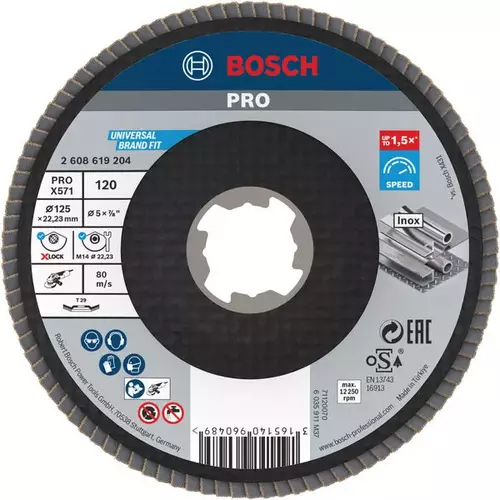 BOSCH Lamelový brúsny kotúč PRO X571, 125 mm, G120, X-LOCK