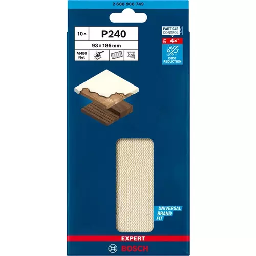 BOSCH Brúsny papier EXPERT M480 pre orbitálne brúsky, 93 x 186 mm, zrnitosť 240, 10 ks (3)