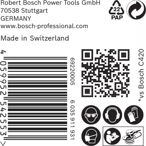 BOSCH Brúsny papier EXPERT C470 so 6 otvormi pre excentrické brúsky, 150 mm, zrnitosť 40, 50 ks (6)