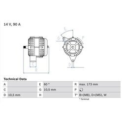 Alternátor BOSCH 0 986 046 000