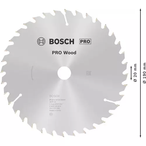 BOSCH Kotúč PRO Wood na drevo pre okružné píly, 190 x 2,6 x 20 mm (5)