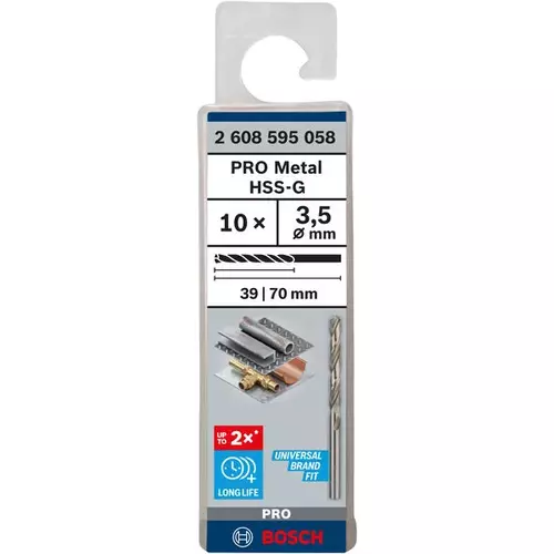 BOSCH Špirálový vrták PRE Metal HSS-G štandardnej dĺžky, 3,5 × 39 × 70 mm, 10 ks (3)