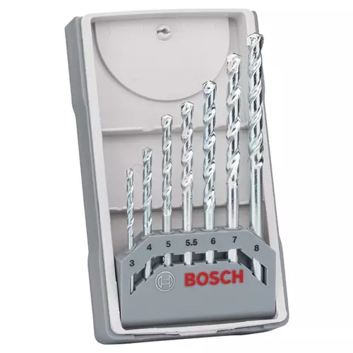 BOSCH 7-dielna sada vrtákov do muriva CYL-1, 3, 4, 5, 5,5, 6, 7, 8 mm