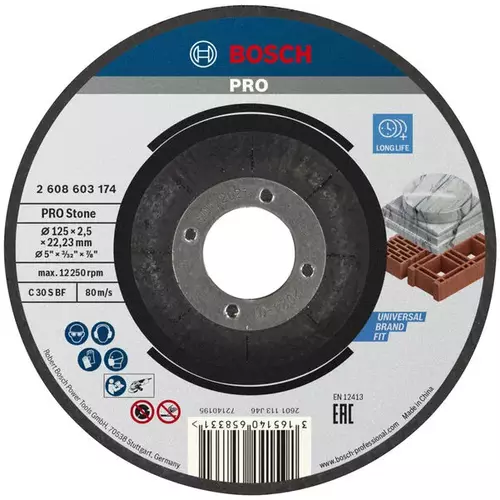 BOSCH Rezací kotúč PRO Stone, 125 x 2,5 x 22,23 mm (4)