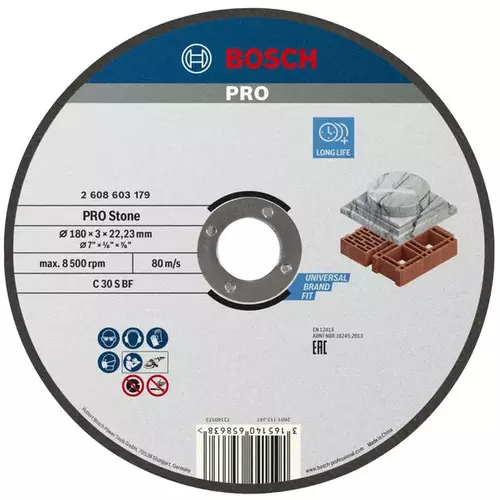 BOSCH Rezací kotúč PRO Stone, 180 × 3 × 22,23 mm, rovný (4)