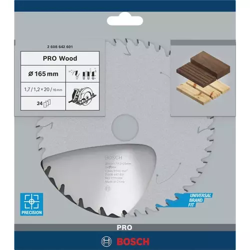 BOSCH Kotúč PRO Wood na drevo pre okružné píly, 165 x 1,7 x 20 mm (4)