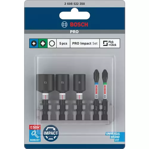 BOSCH Sada PRO Impact Set s maticovými nadstavcami a Pick and Click balením, PH2 x 50, PZ2 x 50, NS8 x 50, NS10 x 50, NS13 x 50 mm, 5 ks (3)