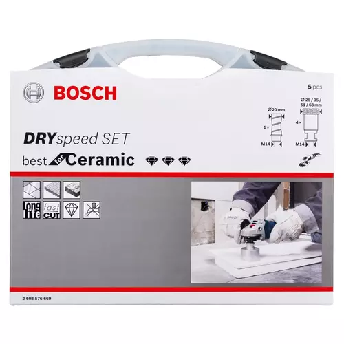 BOSCH Sada vŕtacích koruniek PRO Ceramic dry Core Cutter, 68 × 33, 51 × 33, 35 × 33, 25 × 33, 20 × 33 mm, 5 ks (13)