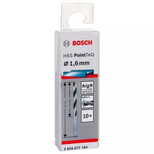 BOSCH Skrutkovitý vrták HSS PointTeQ 1,6 mm