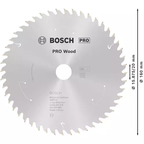 BOSCH Kotúč PRO Wood cordless na drevo pre akumulátorové okružné píly, 160 x 1,5 x 20 mm (5)