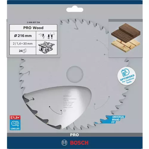 BOSCH Kotúč PRO Wood cordless na drevo pre akumulátorové okružné píly, 216 x 1,7 x 30 mm (4)