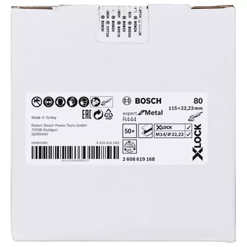 BOSCH Fibrové brúsne kotúče X-LOCK, Ø115 mm, G 80, R444, Expert for Metal, 1 ks (2)