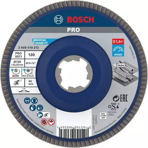 BOSCH Lamelový brúsny kotúč PRO X571, 125 mm, G120, X-LOCK