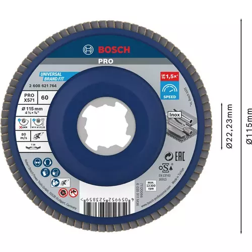 BOSCH Lamelový brúsny kotúč PRO X571, 115 mm, G60, X-LOCK (3)