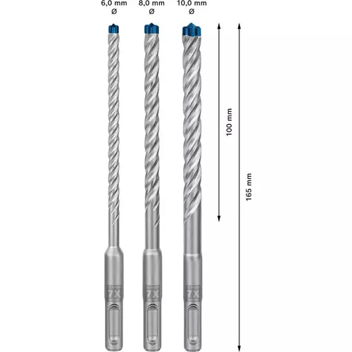 BOSCH Sada príklepových vrtákov EXPERT SDS plus-7X, 6/8/10 mm, 3 ks