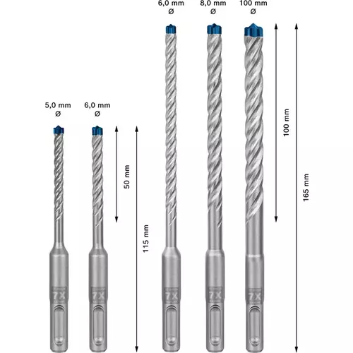 BOSCH Sada príklepových vrtákov EXPERT SDS plus-7X, 5/6/6/8/10 mm, 5 ks