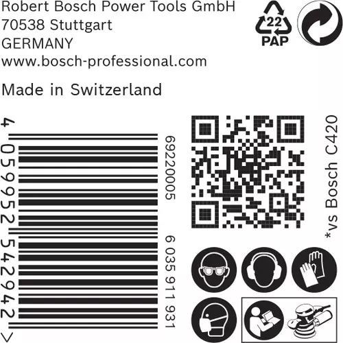 BOSCH Brúsny papier EXPERT C470 bez otvorov pre uhlové brúsky a vŕtačky, 125 mm, zrnitosť 240, 50 ks (6)