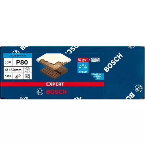 BOSCH Brúsny papier EXPERT C470 s viacerými otvormi pre excentrické brúsky, 150 mm, zrnitosť 80, 50 ks (3)