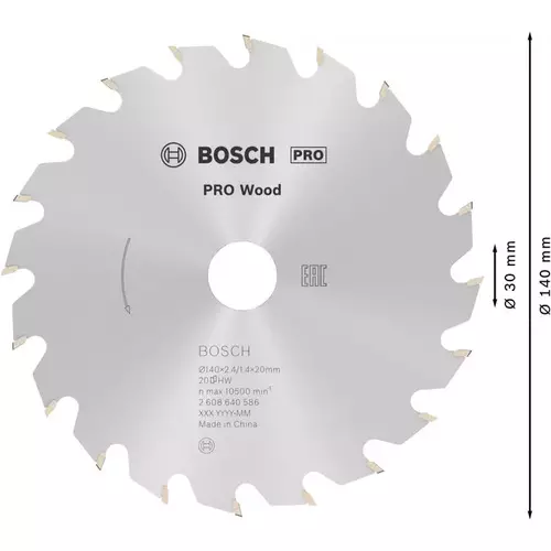 BOSCH Kotúč PRO Wood na drevo pre okružné píly, 140 x 2,4 x 20 mm (5)