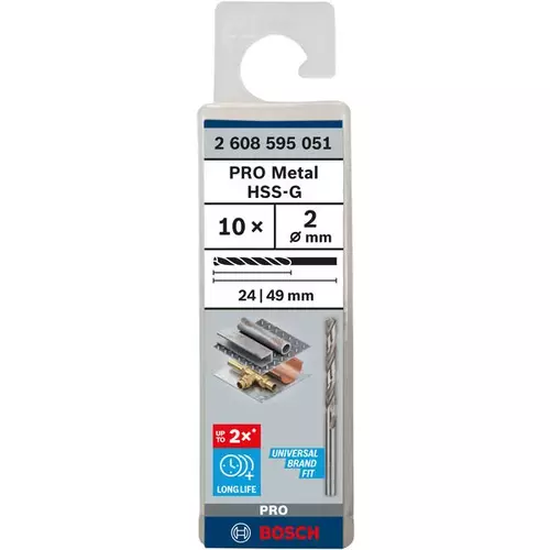 BOSCH Špirálový vrták PRE Metal HSS-G štandardnej dĺžky, 2 × 24 × 49 mm, 10 ks (3)