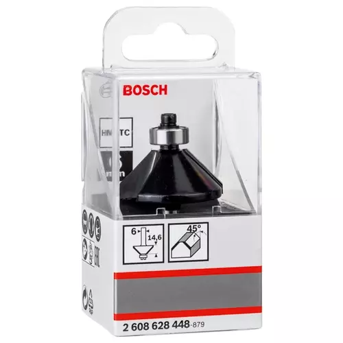 BOSCH Fazetová fréza, 6 mm, D1 = 34,9 mm, B = 11,1 mm, L = 14,7 mm, G = 56 mm, 45° (3)