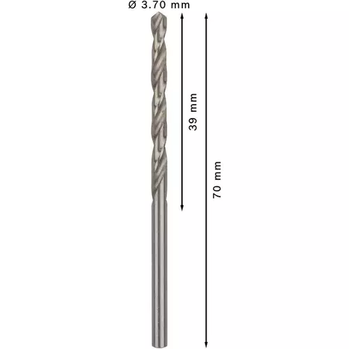 BOSCH Špirálový vrták PRE Metal HSS-G štandardnej dĺžky, 3,7 × 39 × 70 mm, 10 ks